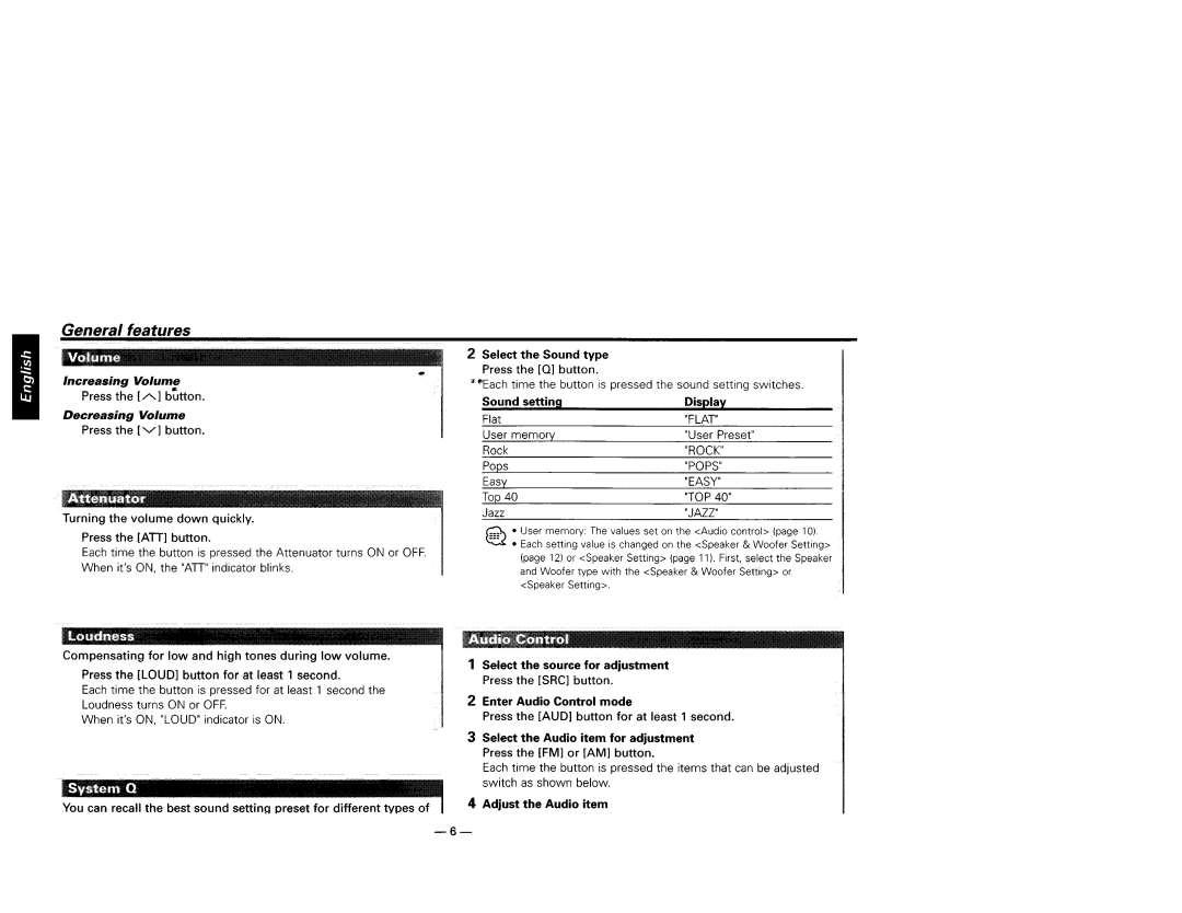 Kenwood KDC-719, KDC-X659, KDC-X559, KDC-MP819 instruction manual Features, Flat, Rock, Pops, Easy 