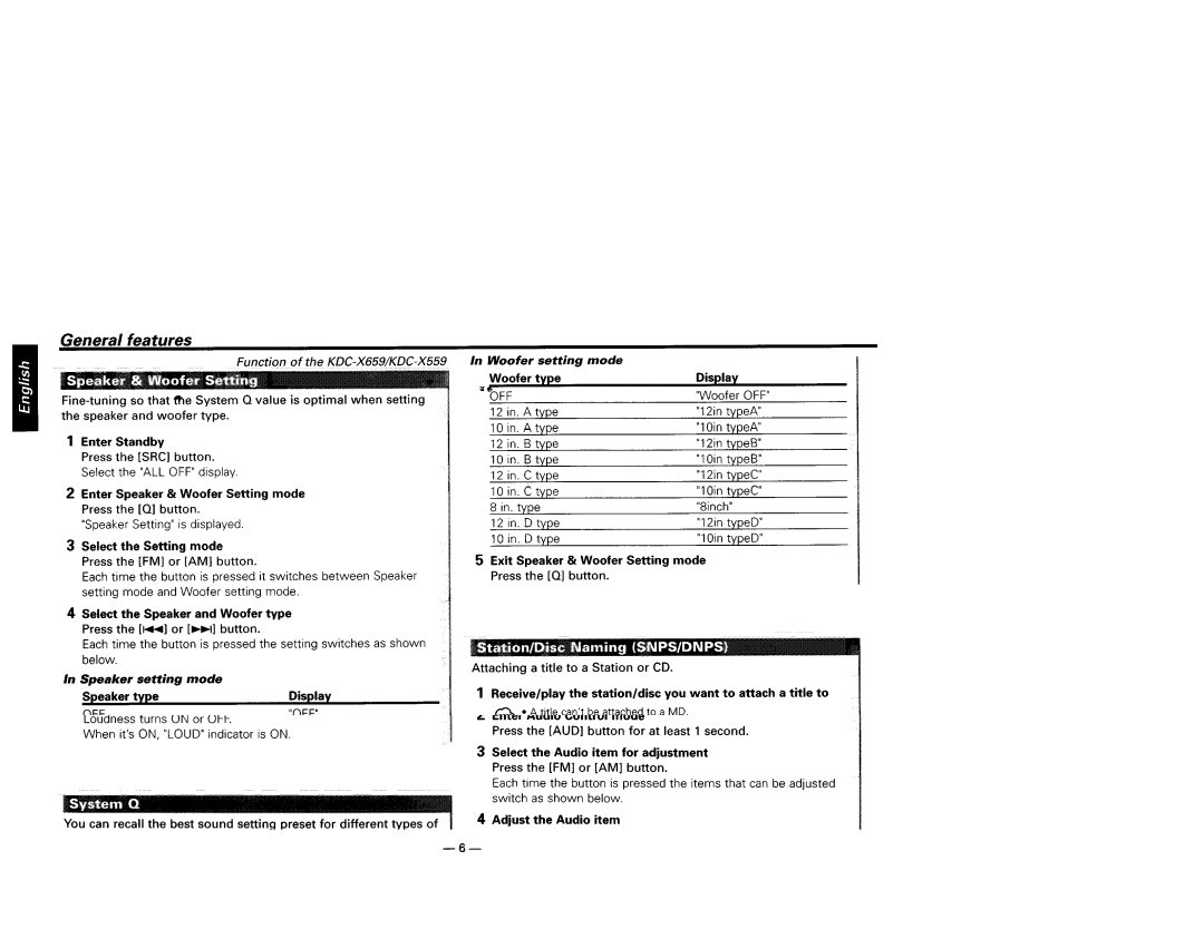 Kenwood KDC-X659, KDC-X559, KDC-719, KDC-MP819 instruction manual General features, Oem 