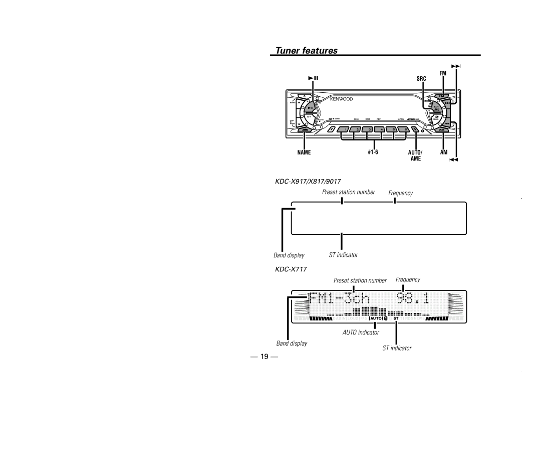 Kenwood KDC-X717 instruction manual Tuner features, KDC-X917/X817/9017, Frequency 