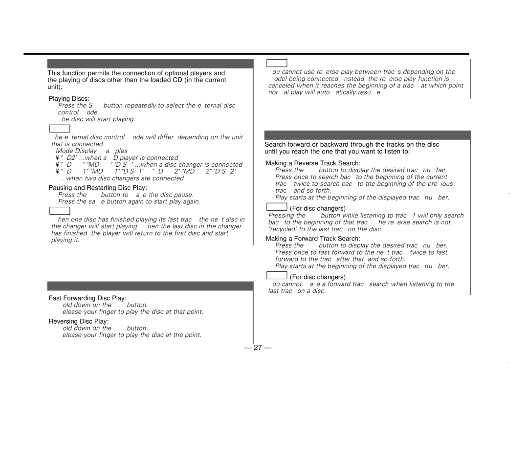 Kenwood KDC-X717 instruction manual Playing Other Disc mode, Fast Forwarding and Reversing Disc Play, Track Search 