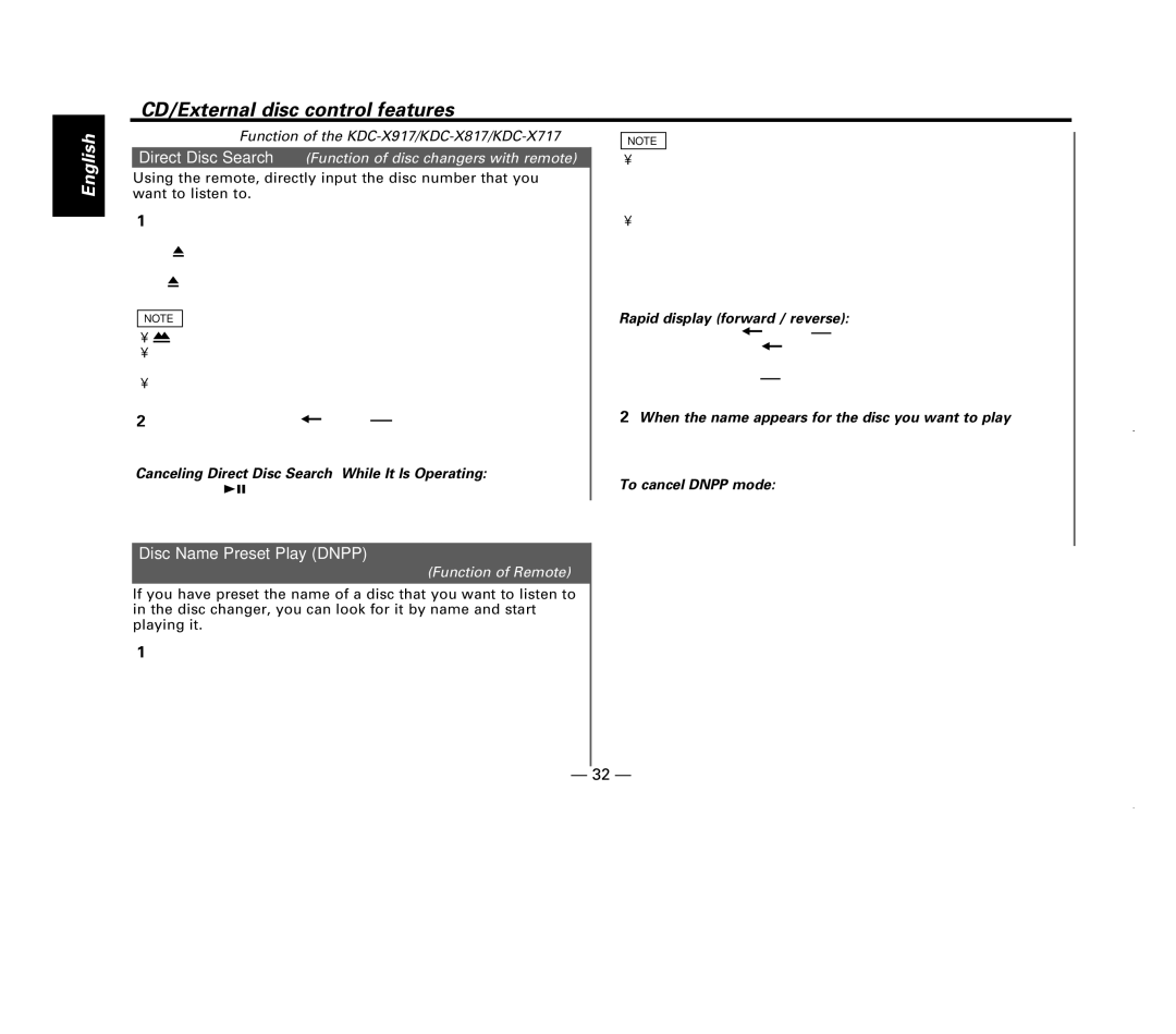 Kenwood KDC-X717 instruction manual Disc Name Preset Play Dnpp, Canceling Direct Disc Search While It Is Operating 