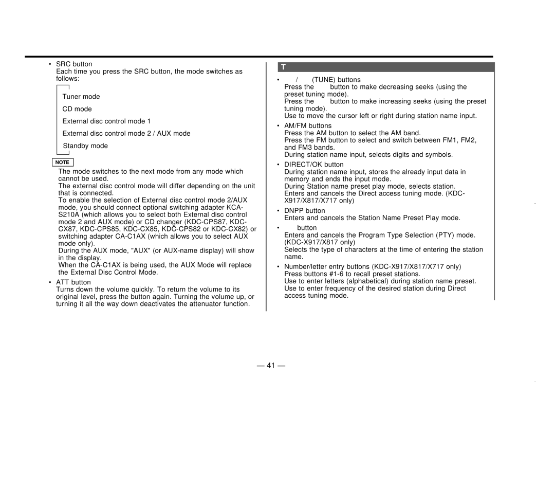 Kenwood KDC-X717 instruction manual Tuner features 