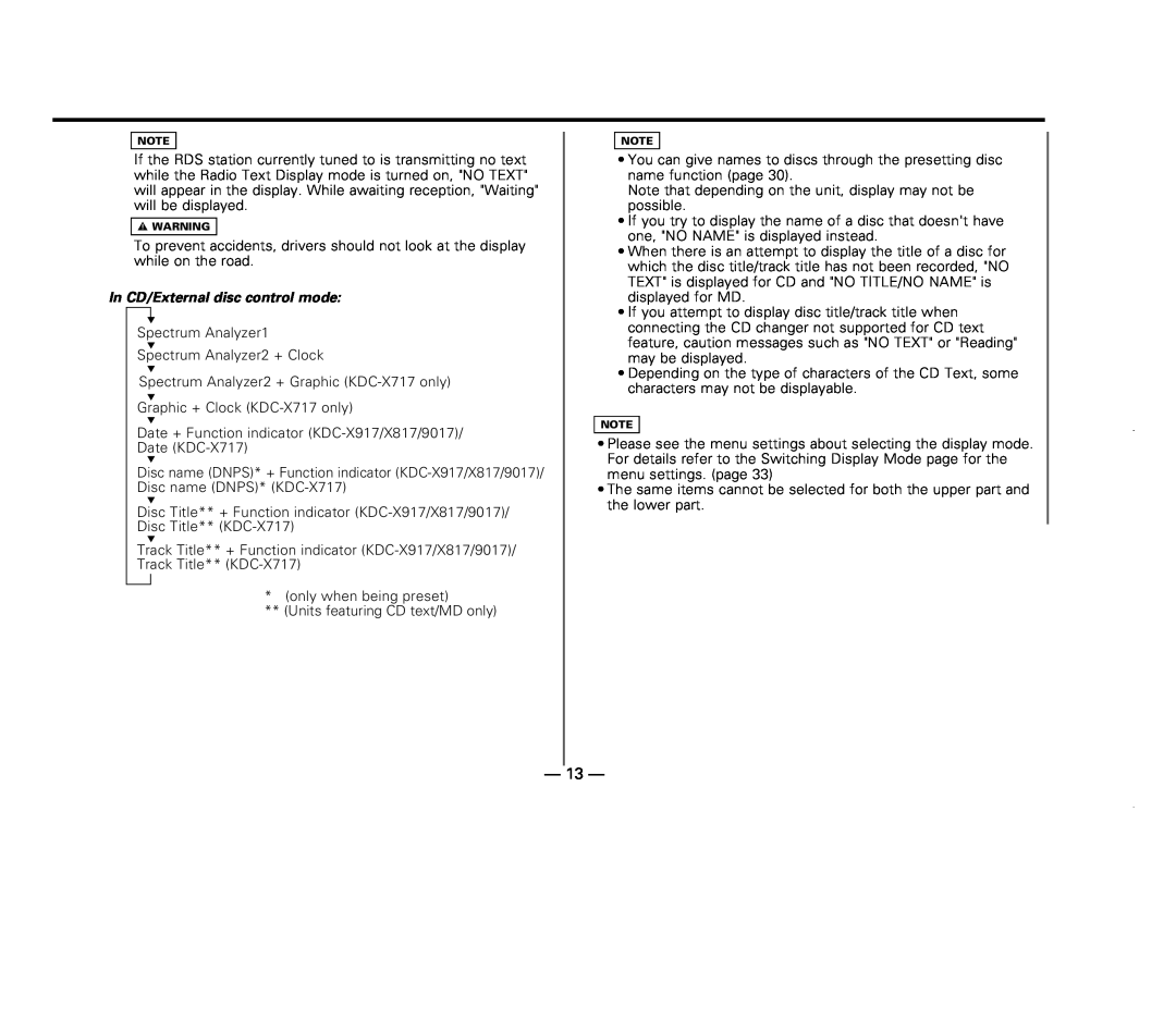 Kenwood KDC-X717 instruction manual In CD/External disc control mode 