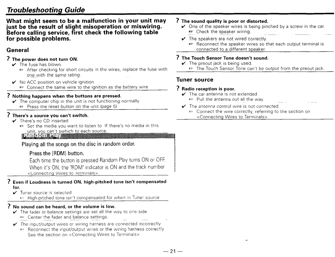 Kenwood KDG217S, KDG2019V, KDG29MR, KDG119S instruction manual Tuner source 