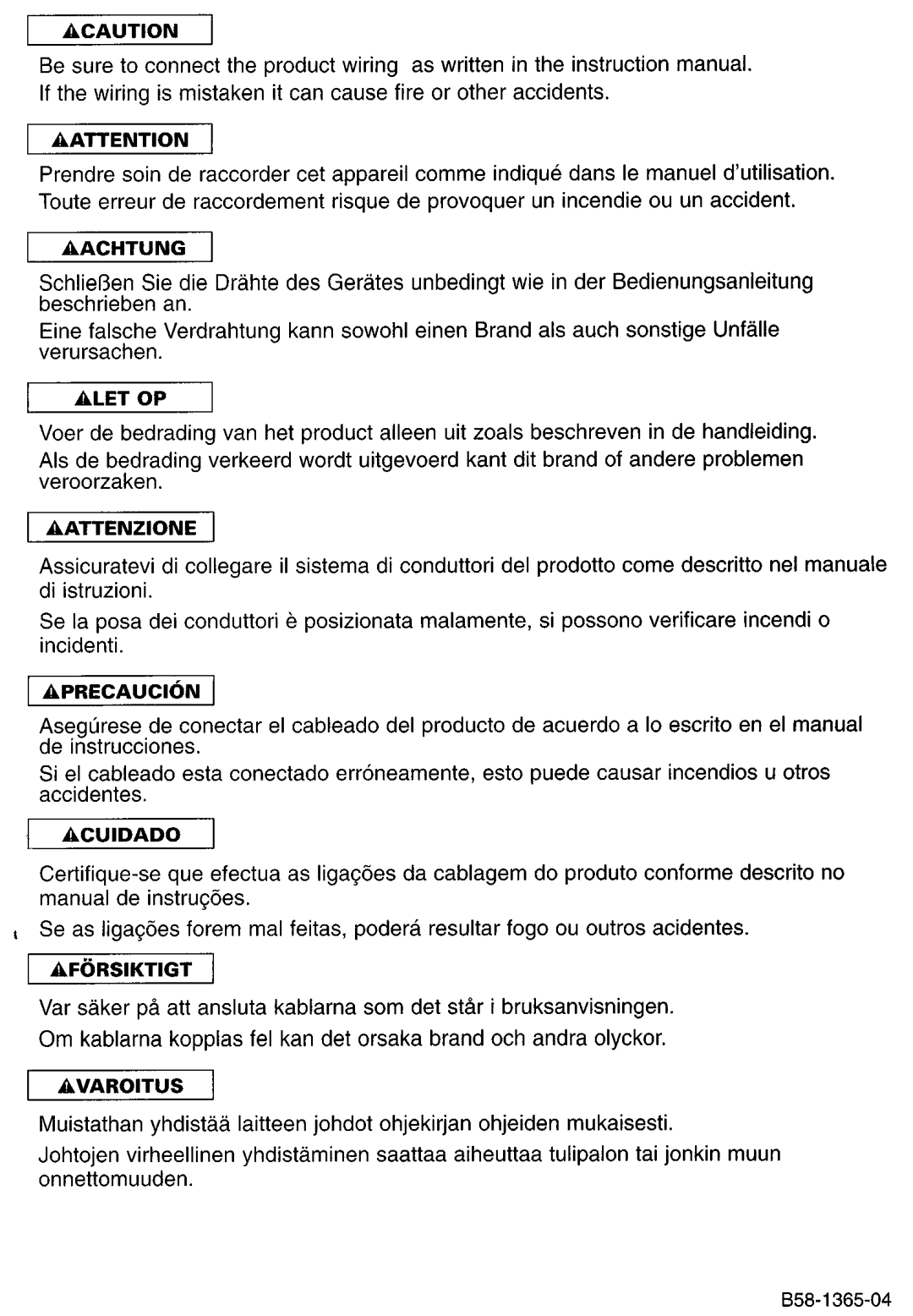 Kenwood KDG29MR, KDG2019V, KDG217S, KDG119S instruction manual Acaution Aattention, 858-1365-04 