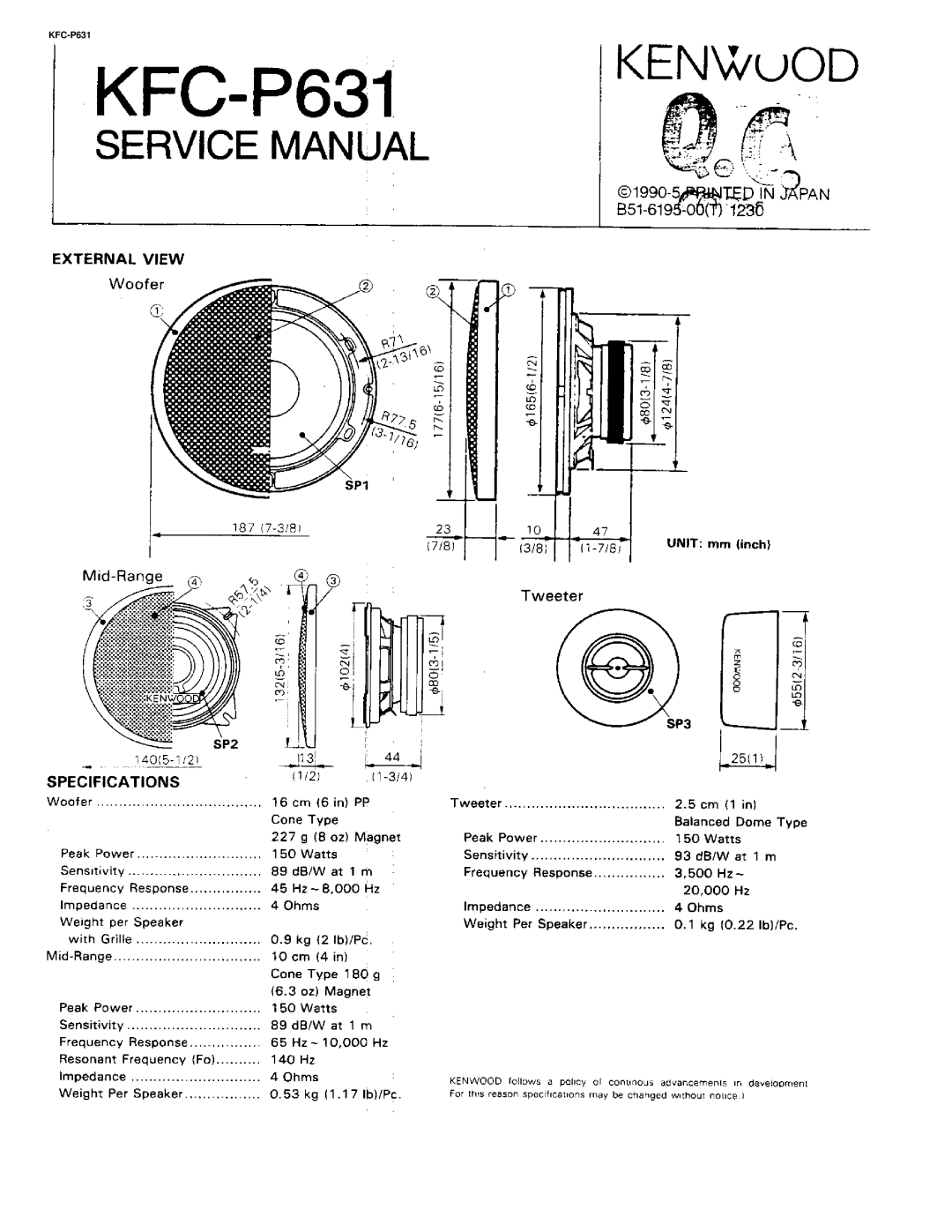 Kenwood KFC-P631 manual 