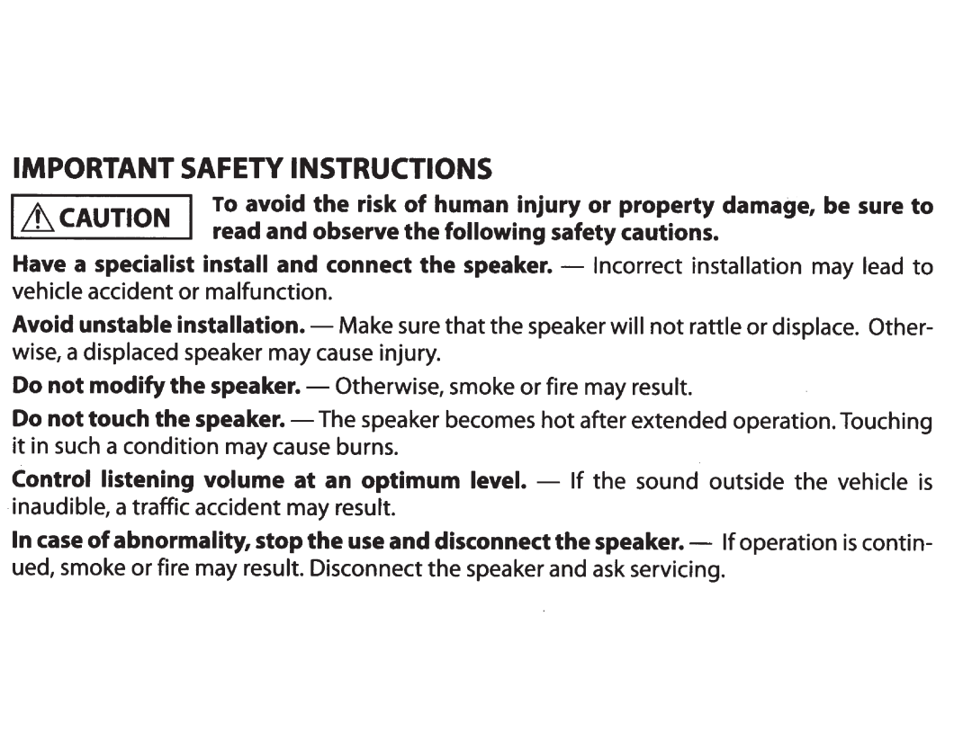 Kenwood KFC6984PS Safety Instructions, unstable installation.- Make sure, read and observe the follow1ng safety caut1ons 
