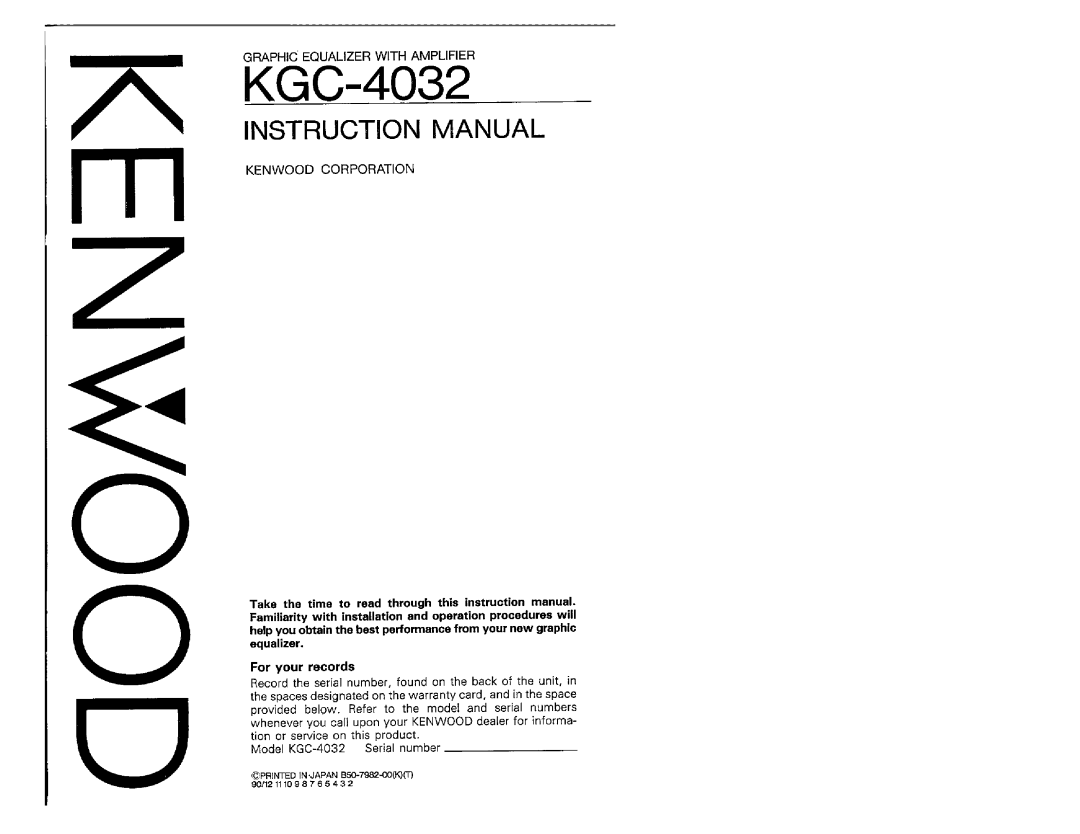 Kenwood KGC-4032 manual 