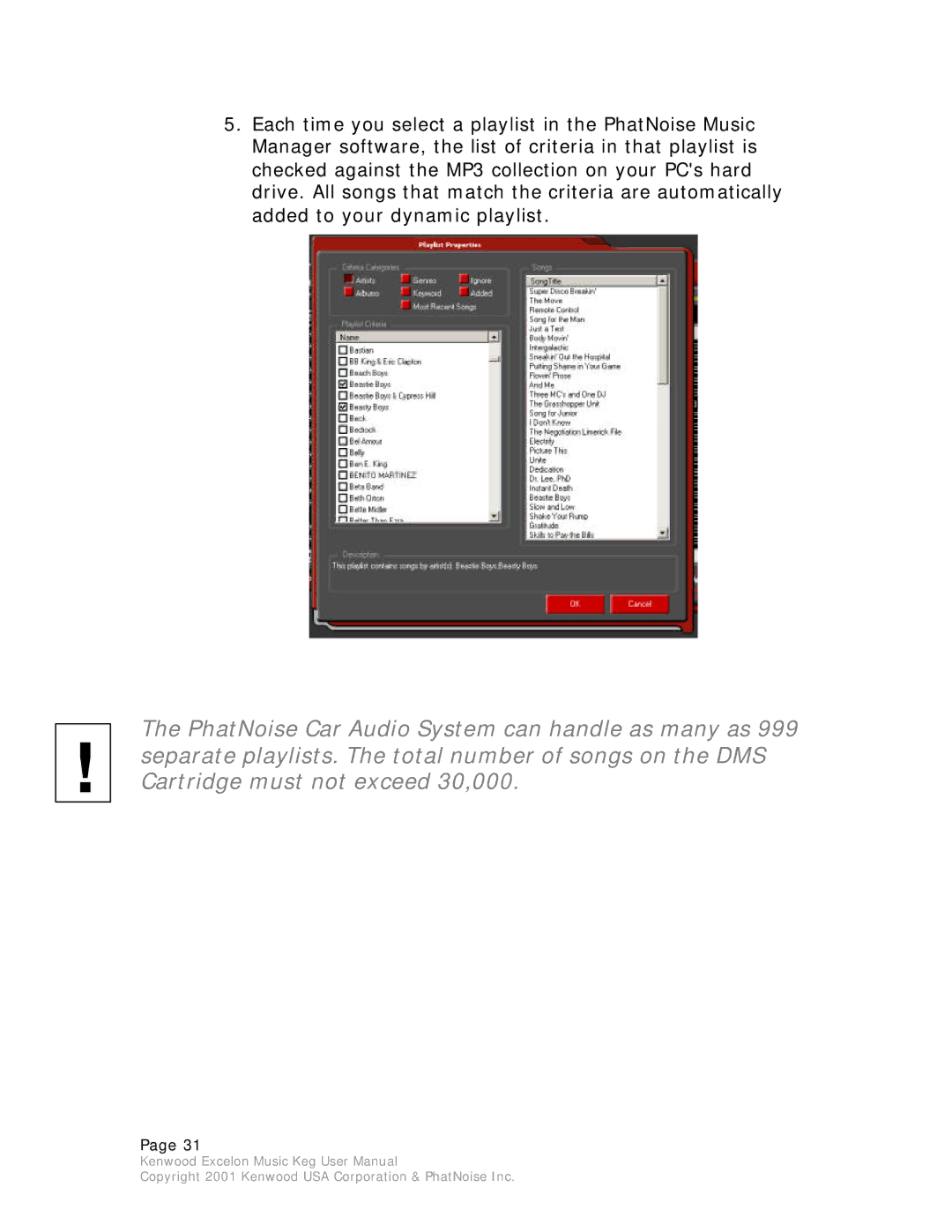 Kenwood KHD-CX910 manual Copyright 2001 Kenwood USA Corporation & PhatNoise Inc 