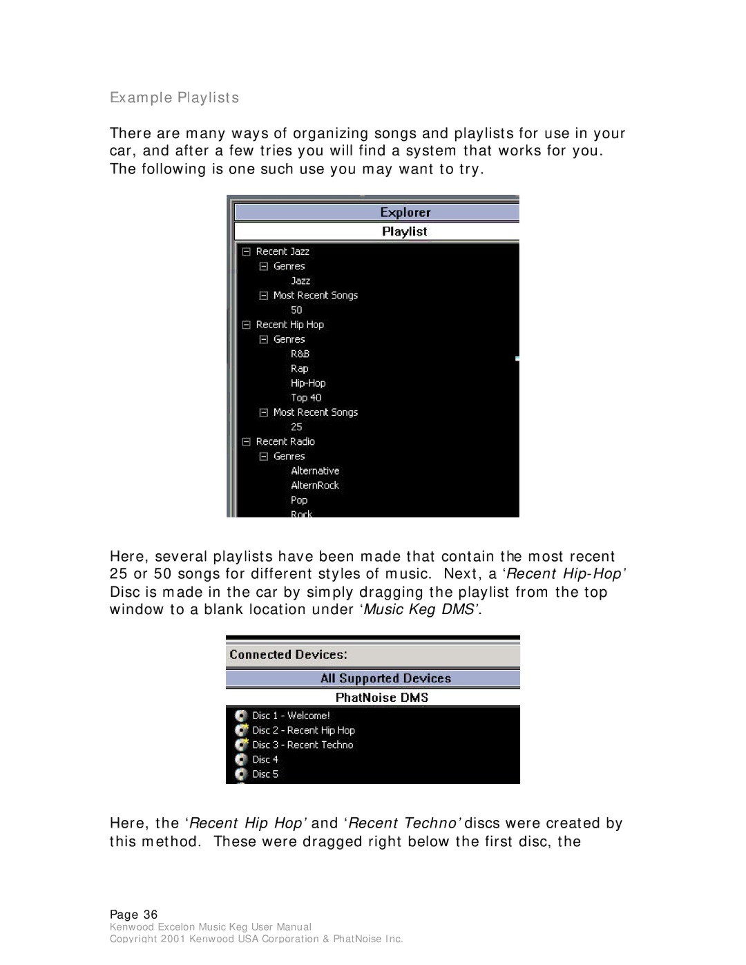 Kenwood KHD-CX910 manual Example Playlists 