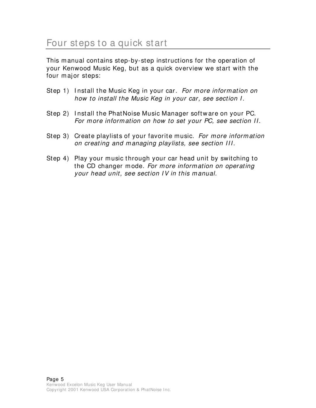 Kenwood KHD-CX910 manual Four steps to a quick start 