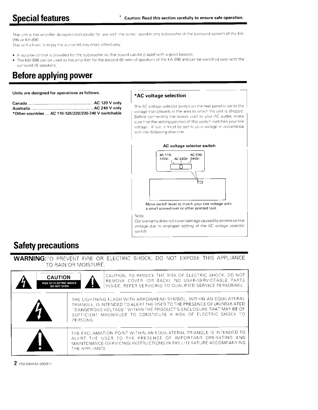 Kenwood KM-896, KM-996 manual 