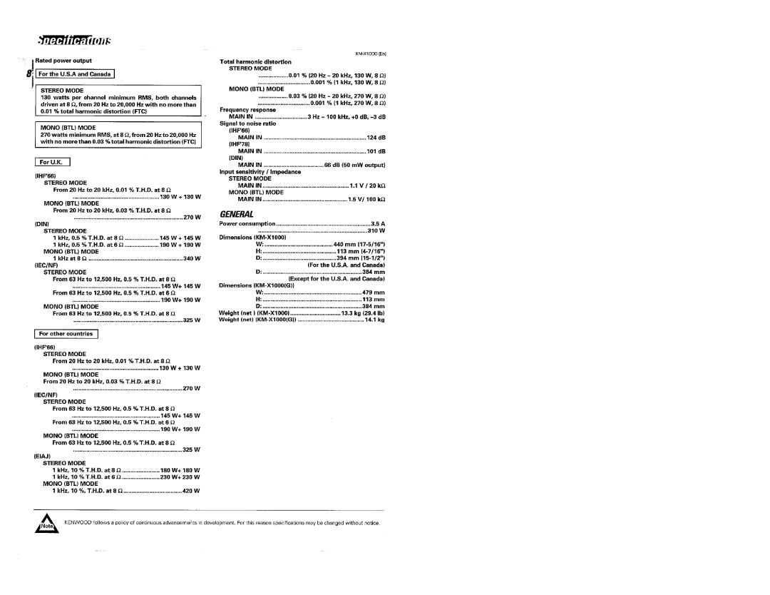 Kenwood KM-X1000(G) manual 