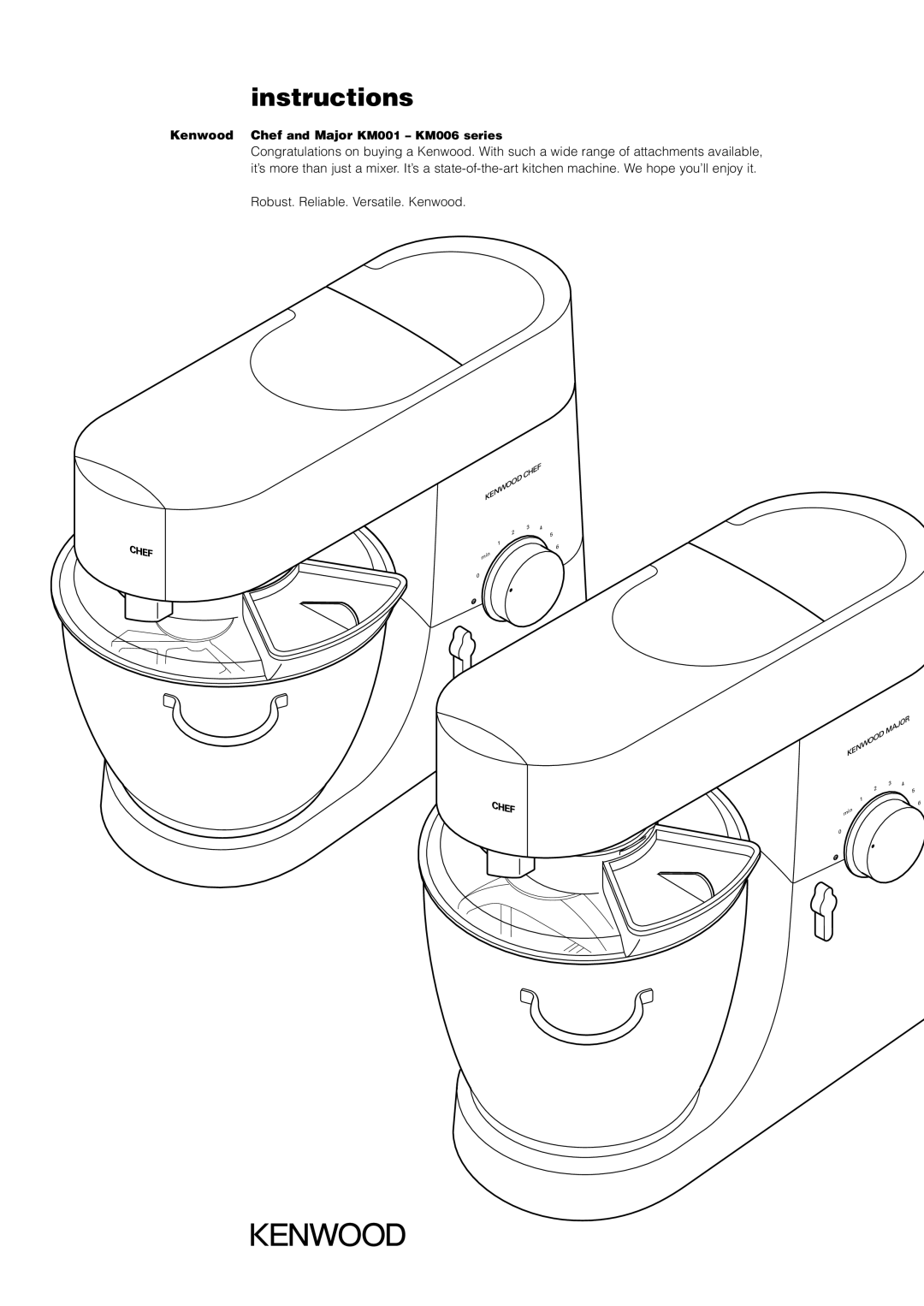 Kenwood KM006, KM001 manual Instructions 