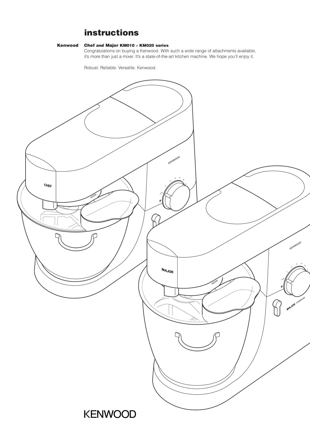 Kenwood KM020, KM010 manual Instructions 