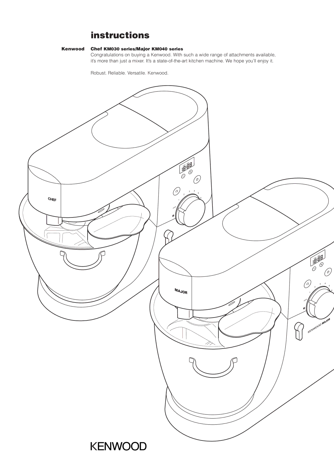 Kenwood KM030, KM040 manual Instructions 