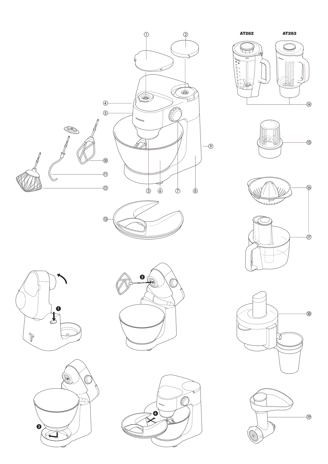 Kenwood KM280 manual AT282, AT283 