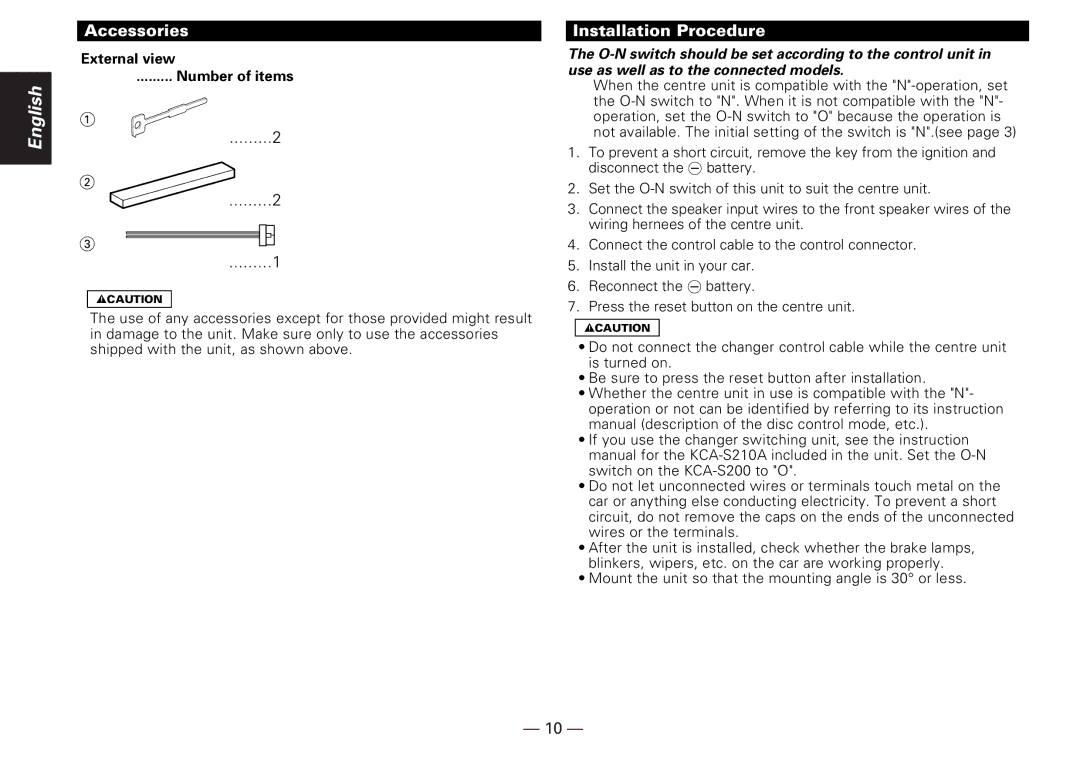 Kenwood KMD-D401 instruction manual Accessories, Installation Procedure 