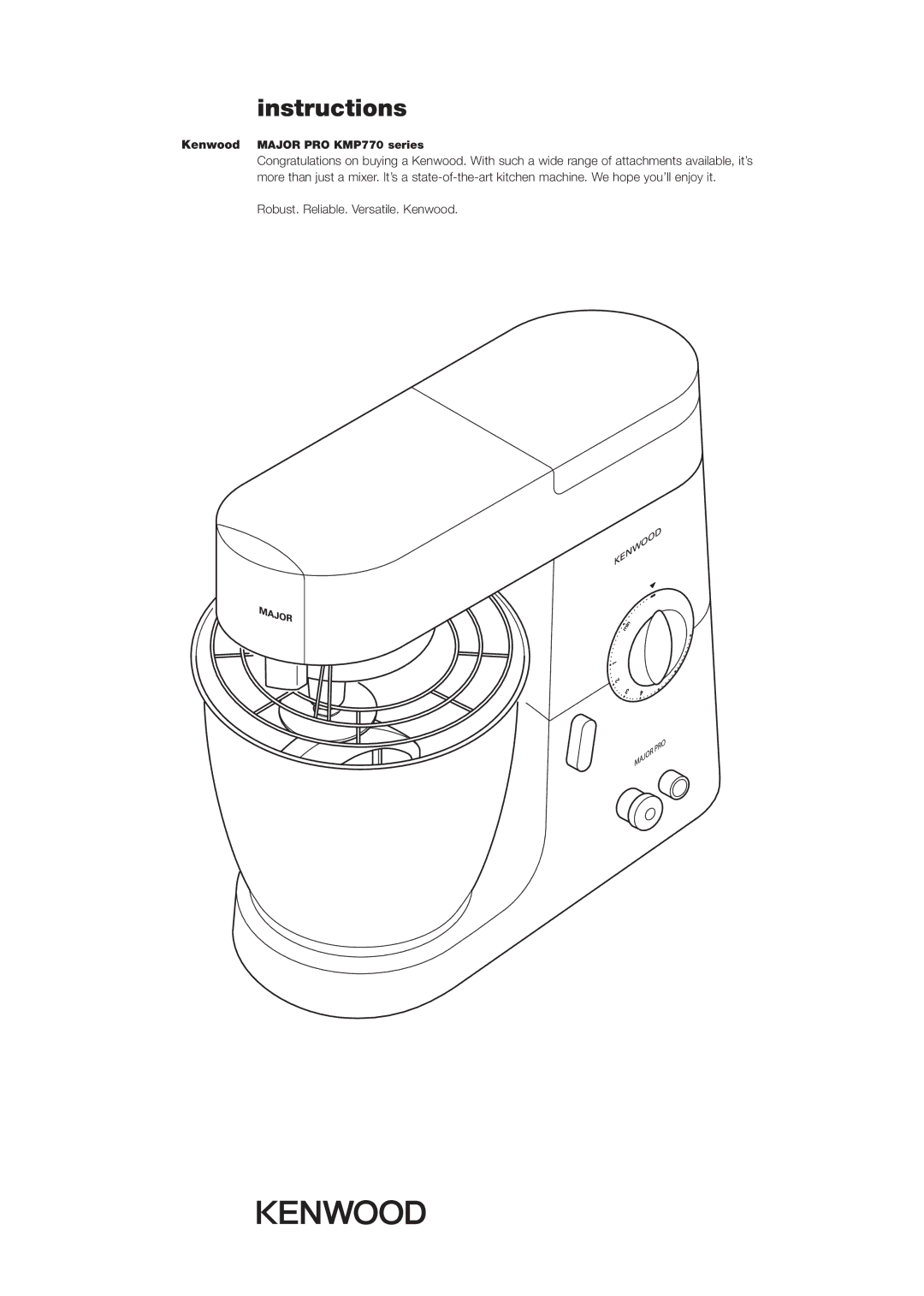 Kenwood KMP770 manual Instructions 