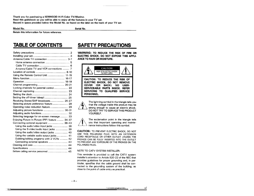 Kenwood KMT-5032 manual 