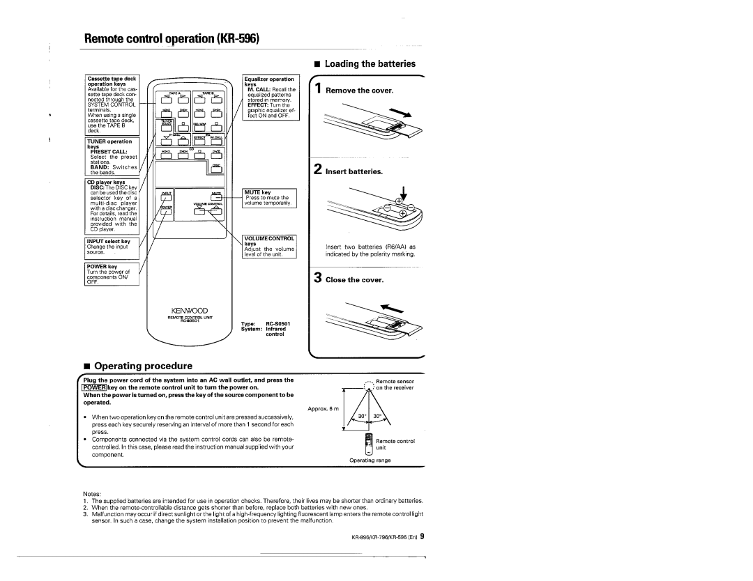 Kenwood KR-896, KR-796, KR-596 manual 