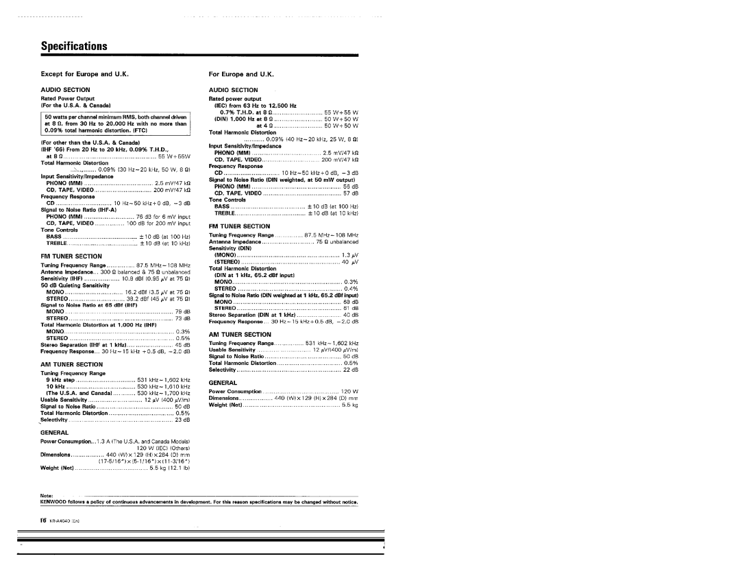 Kenwood KR-A4040 manual 