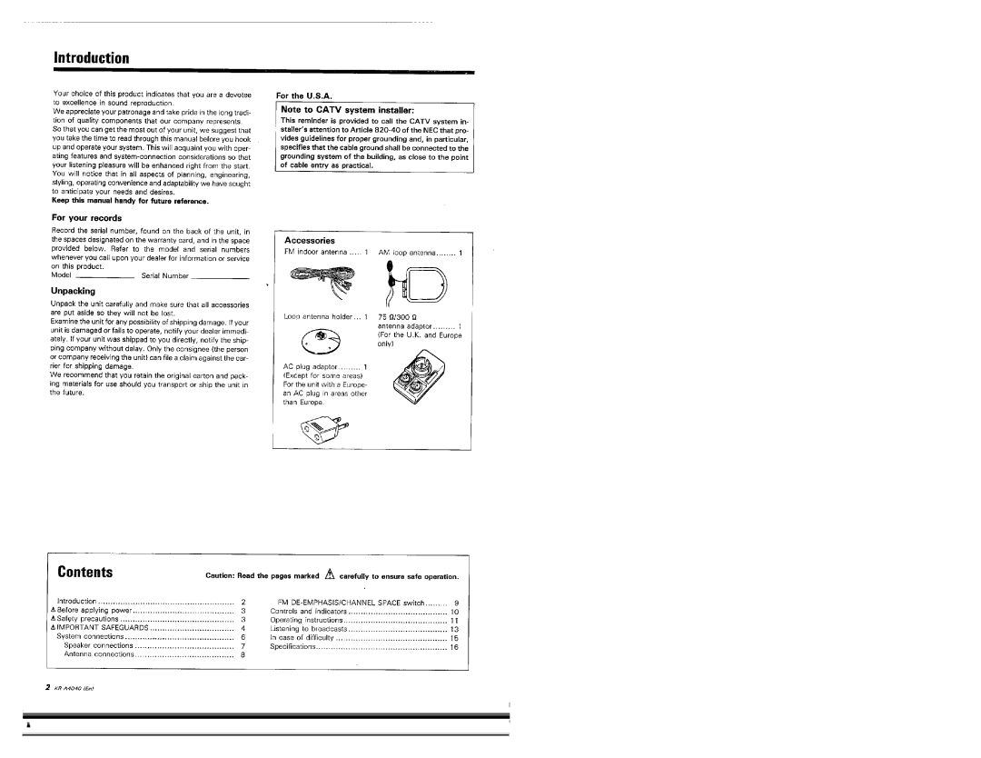 Kenwood KR-A4040 manual 