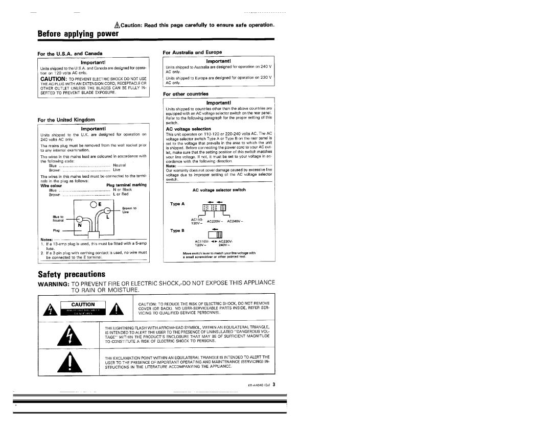 Kenwood KR-A4040 manual 