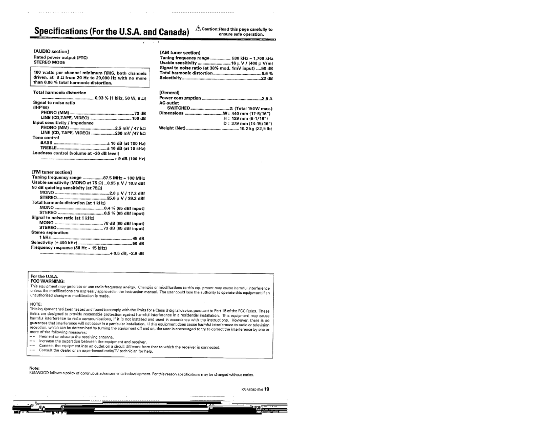 Kenwood KR-A5050 manual 