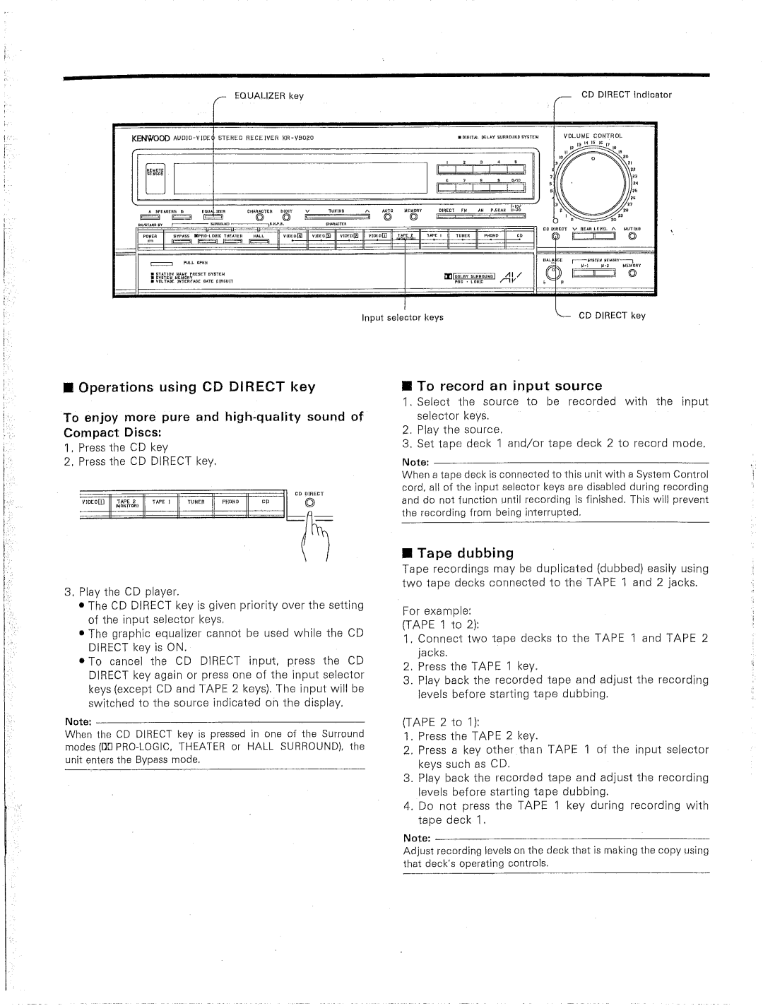 Kenwood KR-V9020 manual 