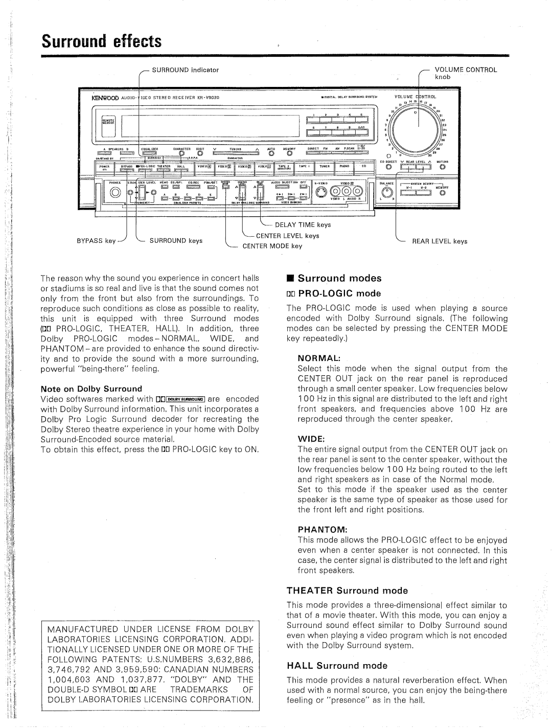 Kenwood KR-V9020 manual 