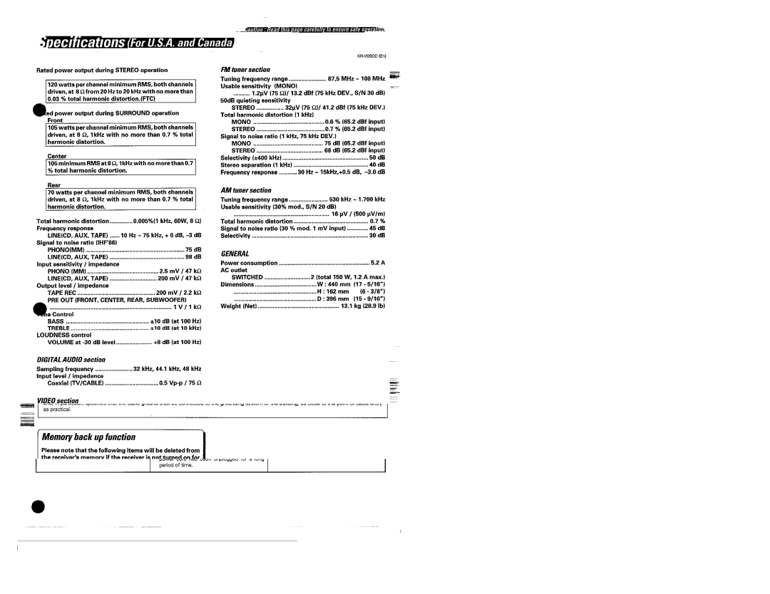 Kenwood KR-V990D manual 