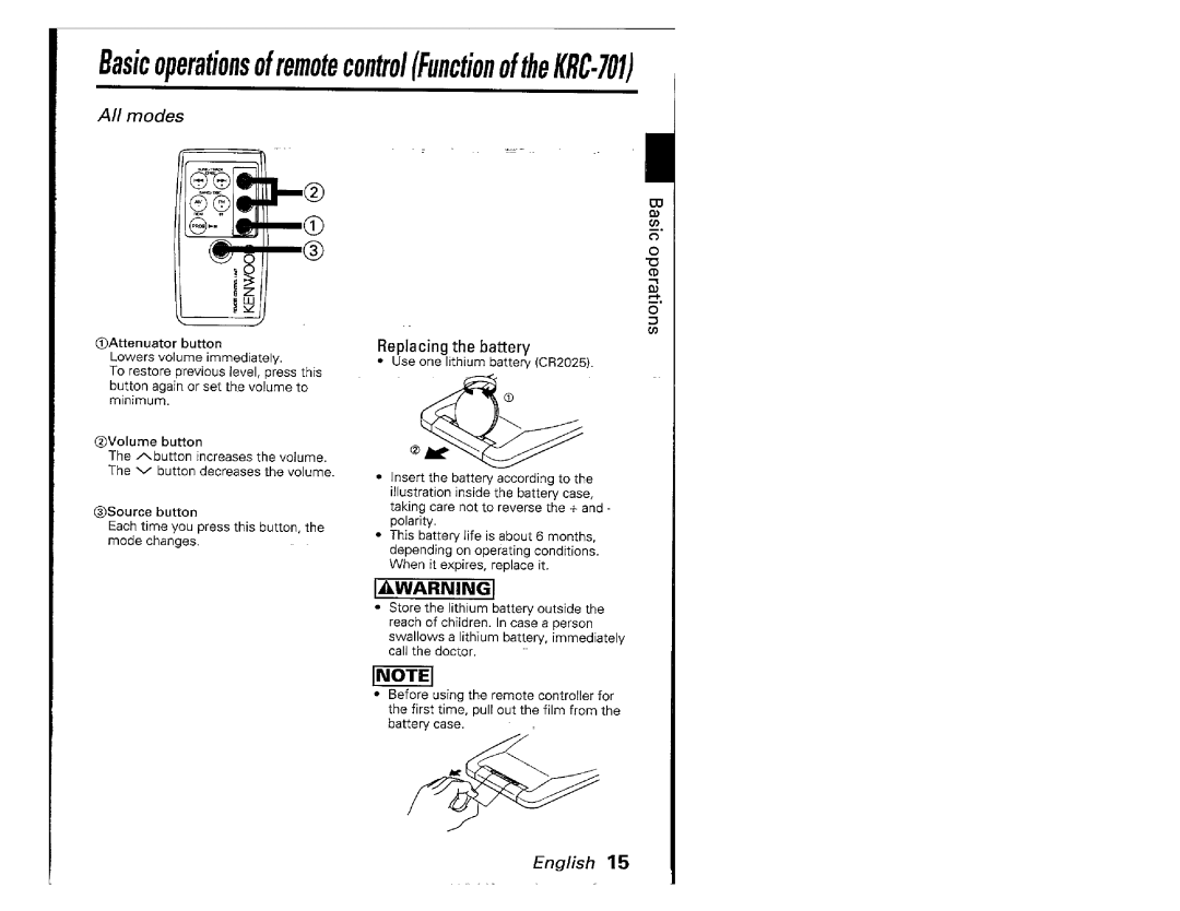 Kenwood KRC701, KRC-601 manual 