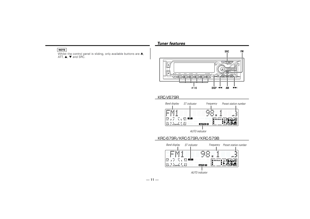 Kenwood KRC-579R, KRC-V679R, KRC-679R, KRC-579B instruction manual Tuner features 