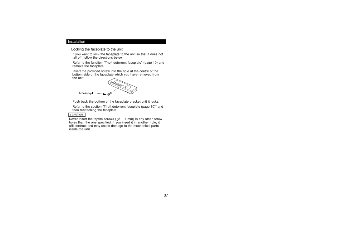 Kenwood KRC-679R, KRC-V679R, KRC-579B, KRC-579R instruction manual Locking the faceplate to the unit 