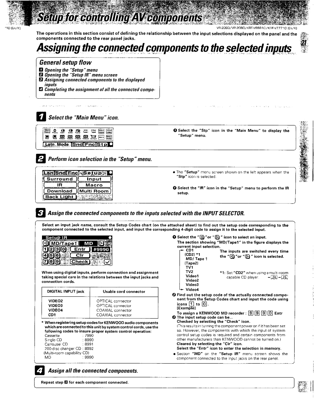 Kenwood KRF-V8881 D, VR-2090, VR-2080 manual 