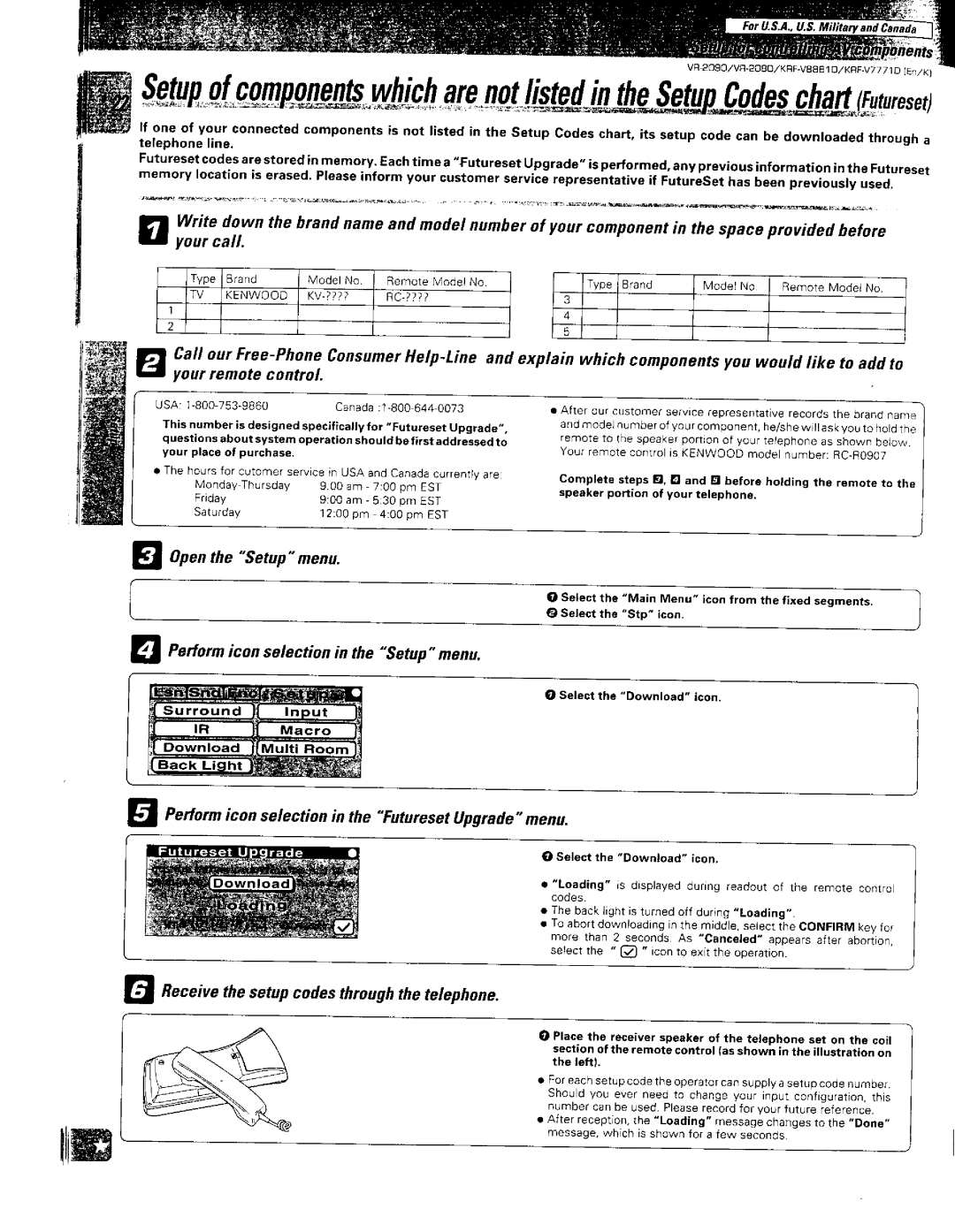 Kenwood VR-2090, KRF-V8881 D, VR-2080 manual 