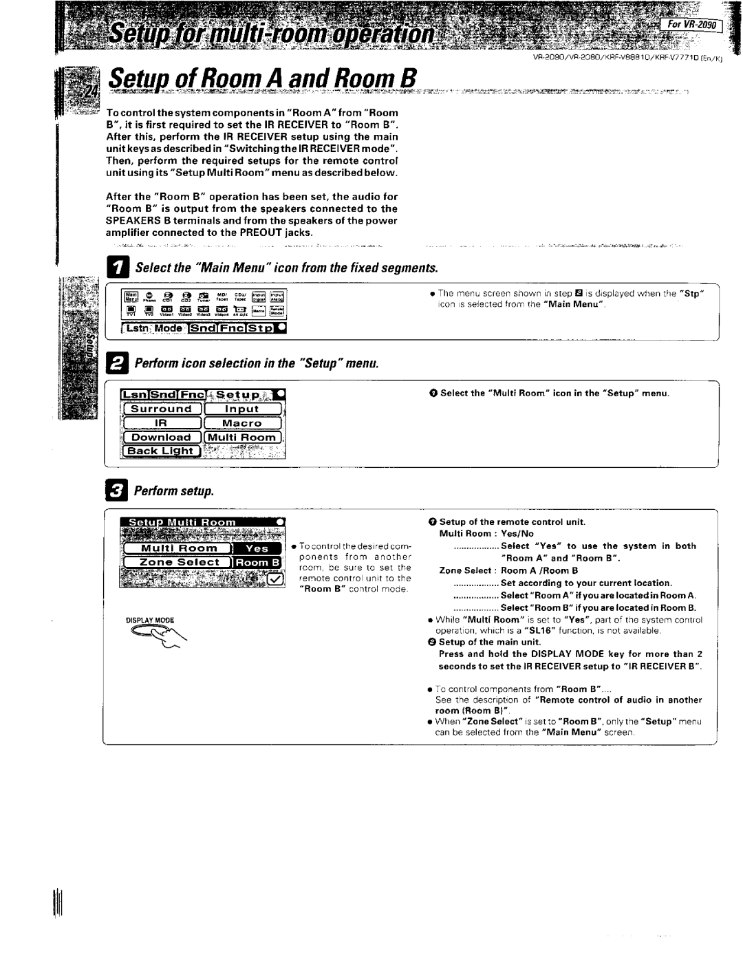 Kenwood KRF-V8881 D, VR-2090, VR-2080 manual 