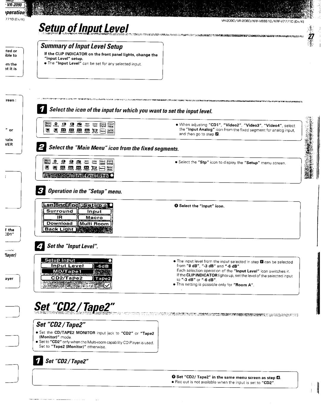 Kenwood KRF-V8881 D, VR-2090, VR-2080 manual 