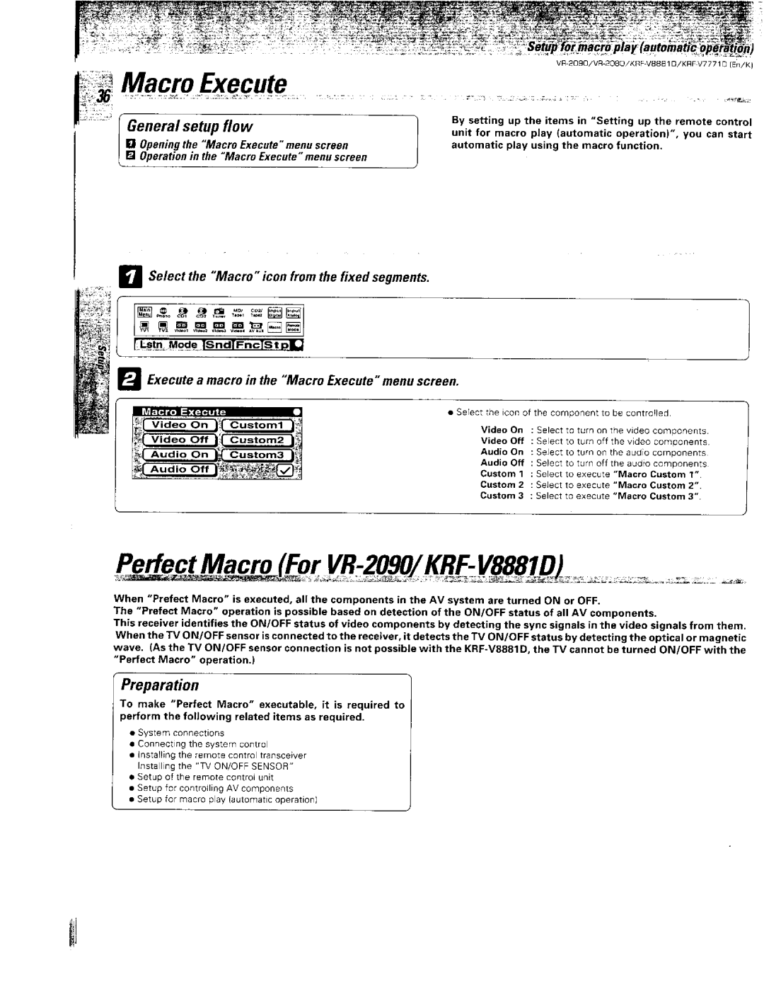 Kenwood KRF-V8881 D, VR-2090, VR-2080 manual 