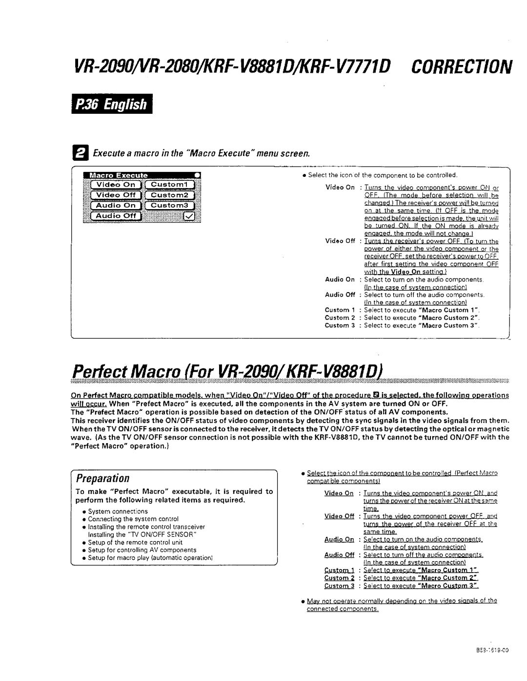 Kenwood VR-2090, KRF-V8881 D, VR-2080 manual 