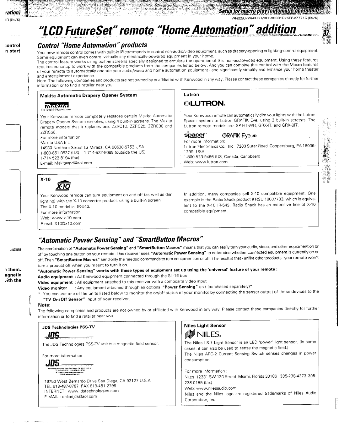 Kenwood VR-2080, KRF-V8881 D, VR-2090 manual 