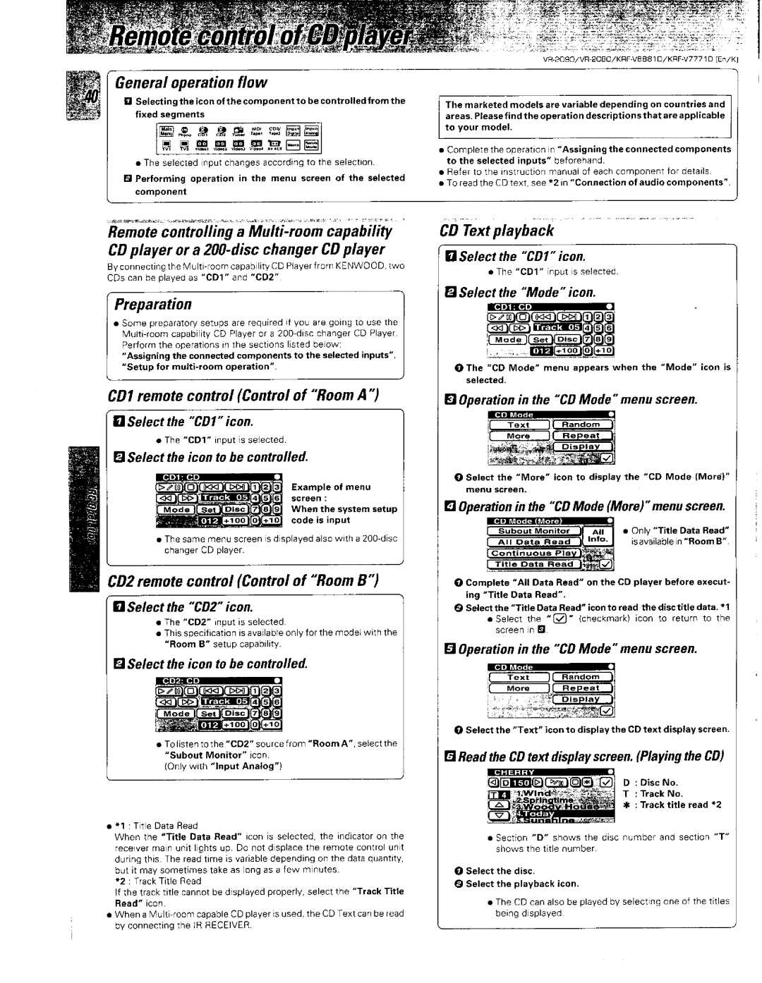 Kenwood VR-2080, KRF-V8881 D, VR-2090 manual 