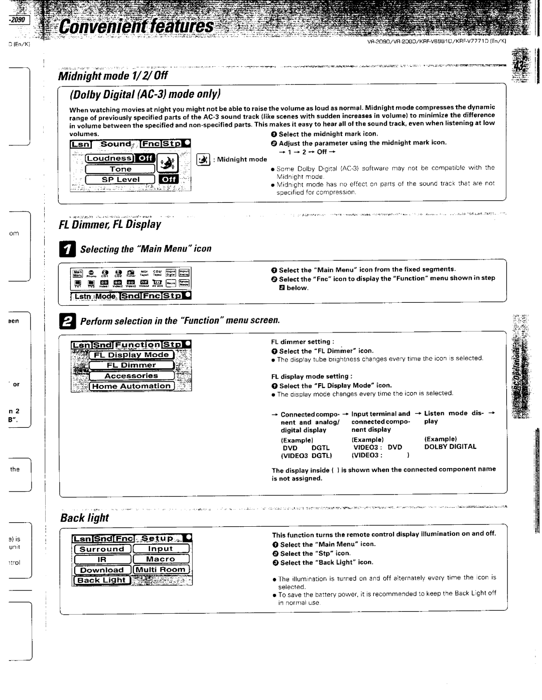 Kenwood VR-2080, KRF-V8881 D, VR-2090 manual 