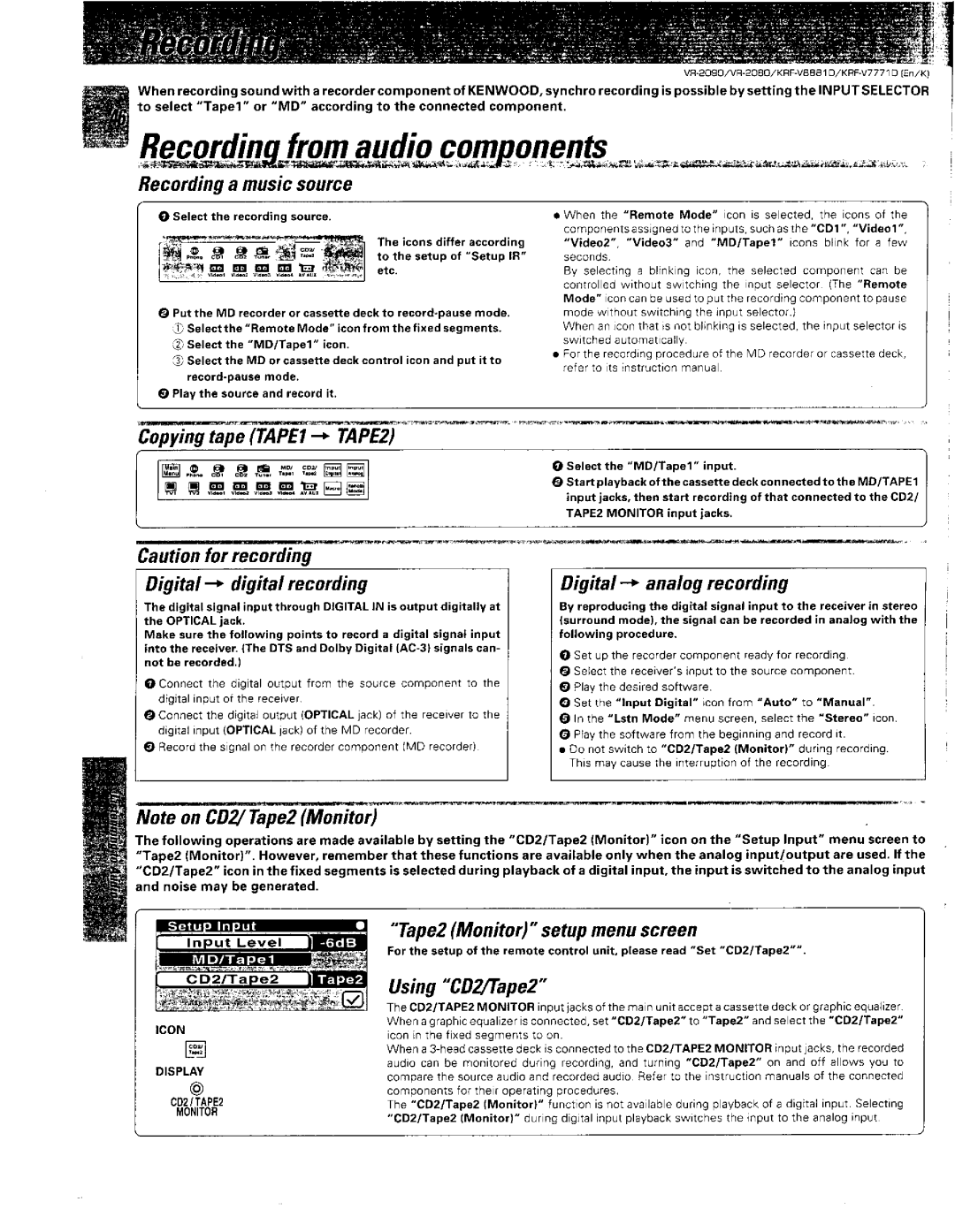 Kenwood VR-2080, KRF-V8881 D, VR-2090 manual 