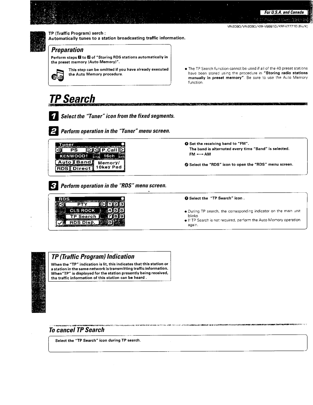 Kenwood VR-2090, KRF-V8881 D, VR-2080 manual 