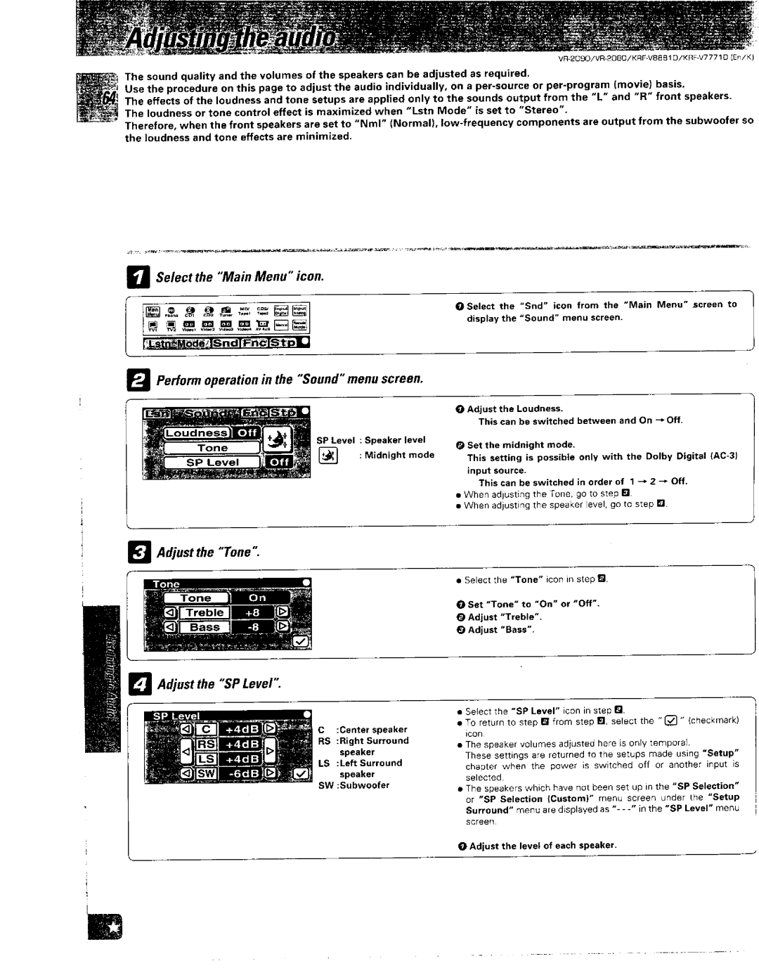 Kenwood VR-2080, KRF-V8881 D, VR-2090 manual 