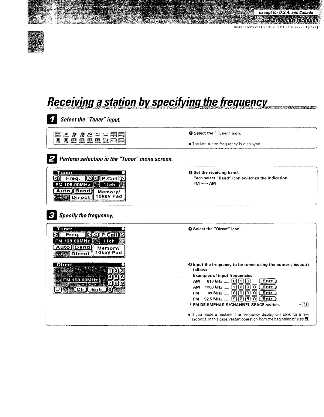 Kenwood VR-2000, KRF-VBB81 D instruction manual Stationb, Fm Be-Emphasisichannel 