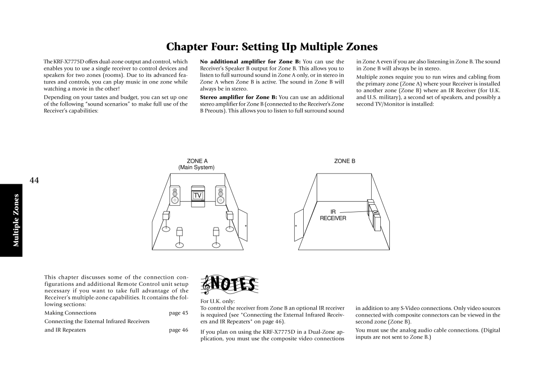 Kenwood KRF-X7775D manual Zone a, Zone B 