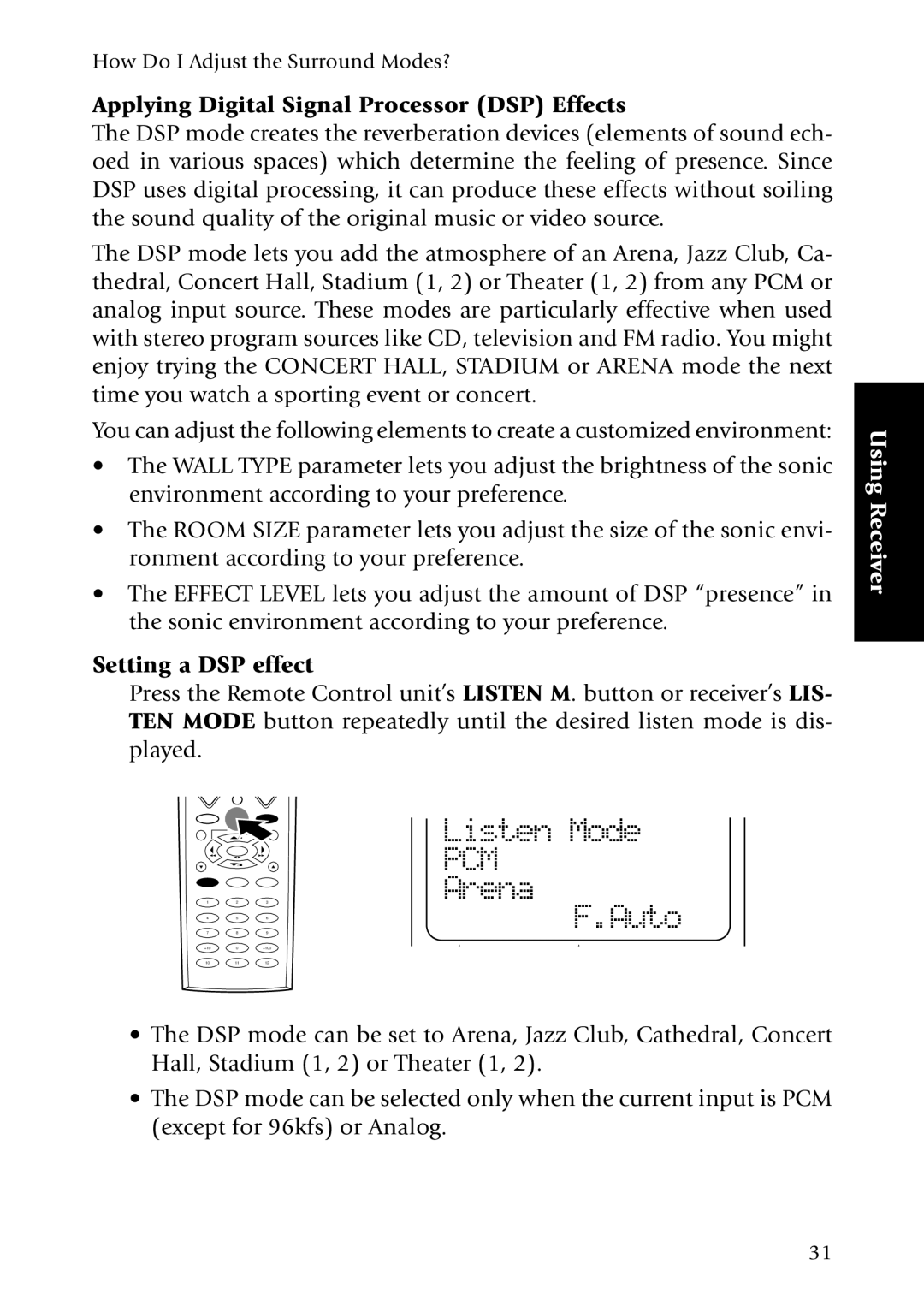 Kenwood KRF-X7775D manual Applying Digital Signal Processor DSP Effects, Setting a DSP effect 